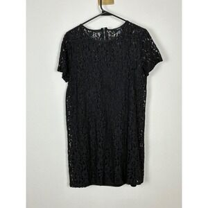 Forever 21 Womens Black Floral Lace Short Sleeve Shift Mini Dress Size M
